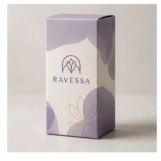 Custom packaging example with fictional brand artwork