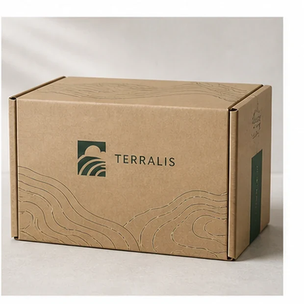 Custom packaging example with fictional brand artwork